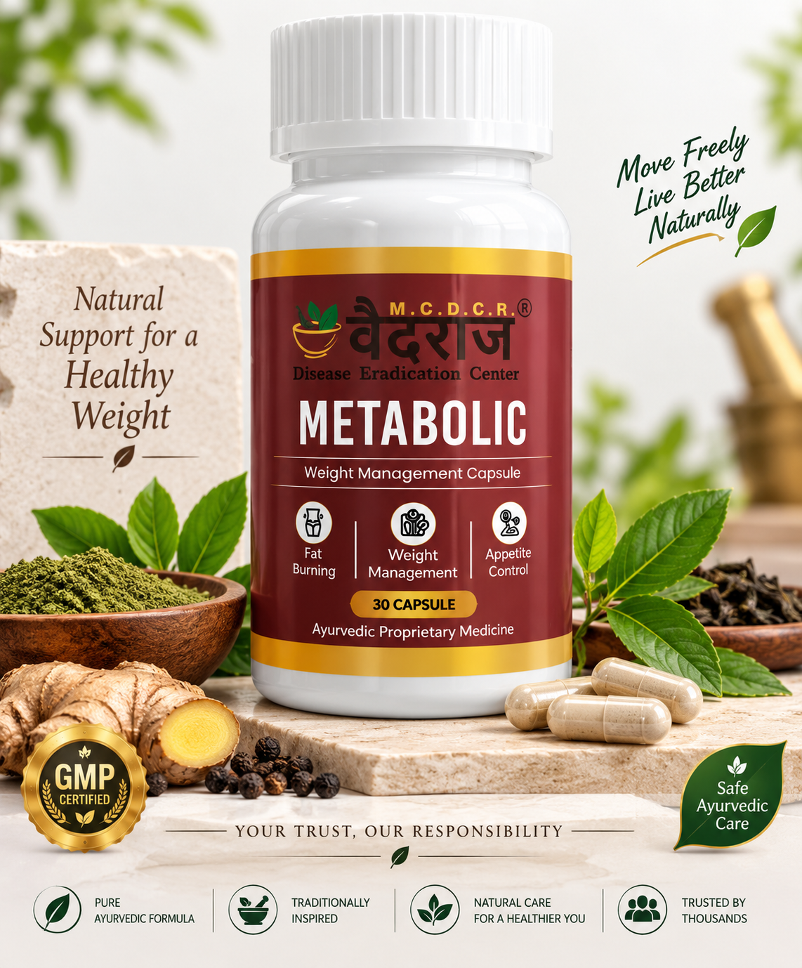 Vaidraj Metabolic – Ayurvedic Weight Management & Metabolism Support | 30 Capsules